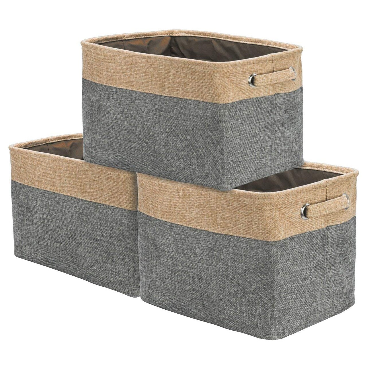 Sorbus 3 Pack Fabric Cubby Organizer - Large Sturdy Foldable Storage Bins with Handles - Lightweight and durable